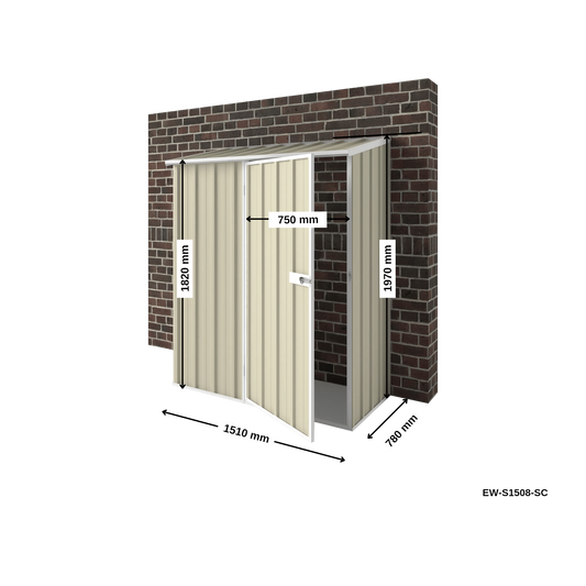 EasyShed | Off The Wall Garden Shed 1.5m (w) x 0.78m (d) x 1.95m (h ...